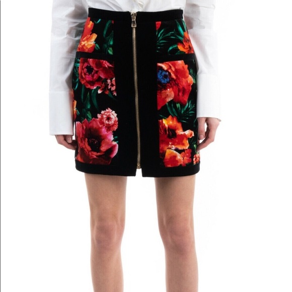 NWT Authentic Balmain Velvet Floral Mini Skirt - Picture 10 of 13